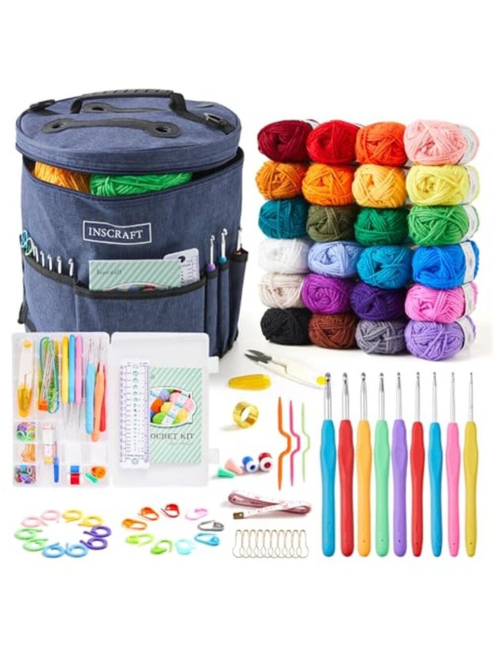 Crochet Kit for Beginners Adults Knitting Starter Set Yarn Hooks Amigurumi Bag